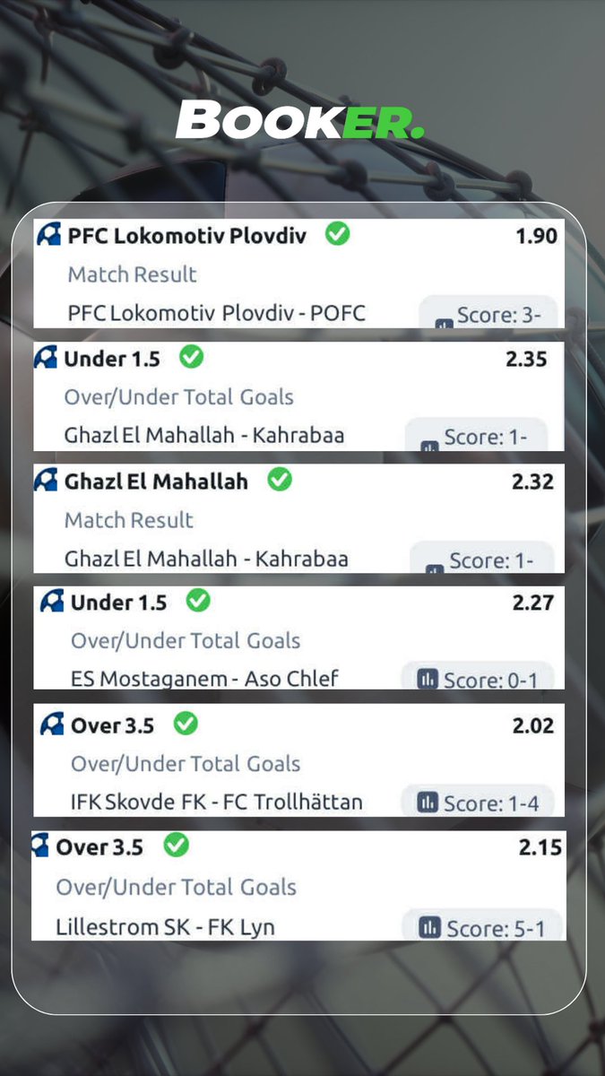 Booker_ai_bet's tweet photo. 📊 A few recent results and winning slips — consistency and focus delivering once again ✅🔥
The momentum doesn’t stop, and neither do we 🚀
👉 Want access to all our Premium predictions and analyses?
Join Premium now at https://t.co/ZGTC0IQ9o6 — includes a 7-day FREE trial, still available for a limited time! ⏳

#Premium #WinningStreak #SportsBetting #Momentum #Results #Consistency #FreeTrial #gamblingtwitter #sportsbetting #freepicks #bettingtips