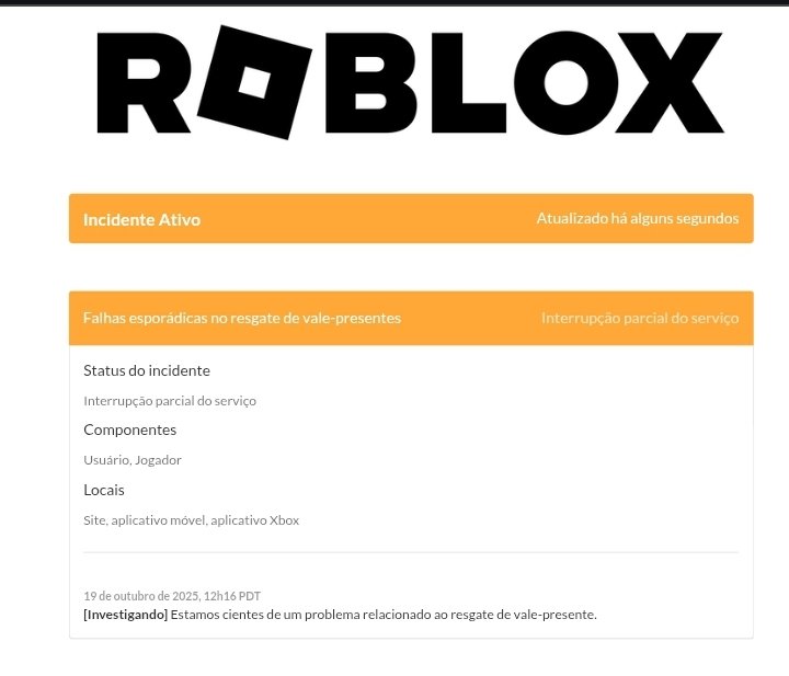 Roblox_NewsX's tweet image. A Roblox divulgou um comunicado oficial informando que já está ciente do problema principal, que afeta o resgate de vale-presentes 🎁.
⚠️ Situação atual:
🇺🇸 Estados Unidos: ainda com instabilidades.
🇵🇪 Peru: com suspeitas de novos problemas.
🇧🇷 Brasil: segue em monitoramento.