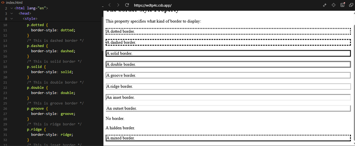 Sakshi1145's tweet image. Practiced CSS borders today! Learning how different border styles change the look #100DaysOfCode #CSS #HTML #WebDev #Frontend #Coding #LearnCoding #WebDevelopment