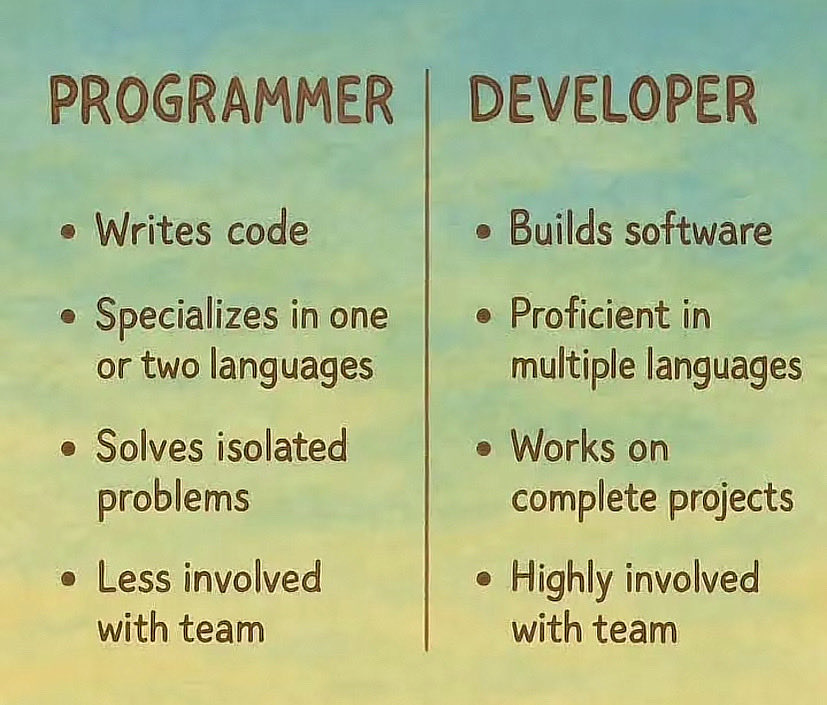 DesignAndCodes's tweet image. Programmer vs Developer ☑︎