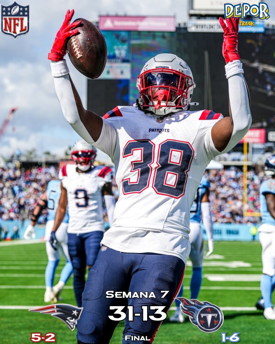DeporTrack's tweet image. #NFL

LA PATRIOT MANÍA HA VUELTO 
El caballo negro de la AFC es sin duda los New England @Patriots que suman su cuarta victoria consecutiva al vencer de visita a los Tennessee @Titans que buscan coach.
#NFLxDT #NEvsTEN #NEPats #TitanUp