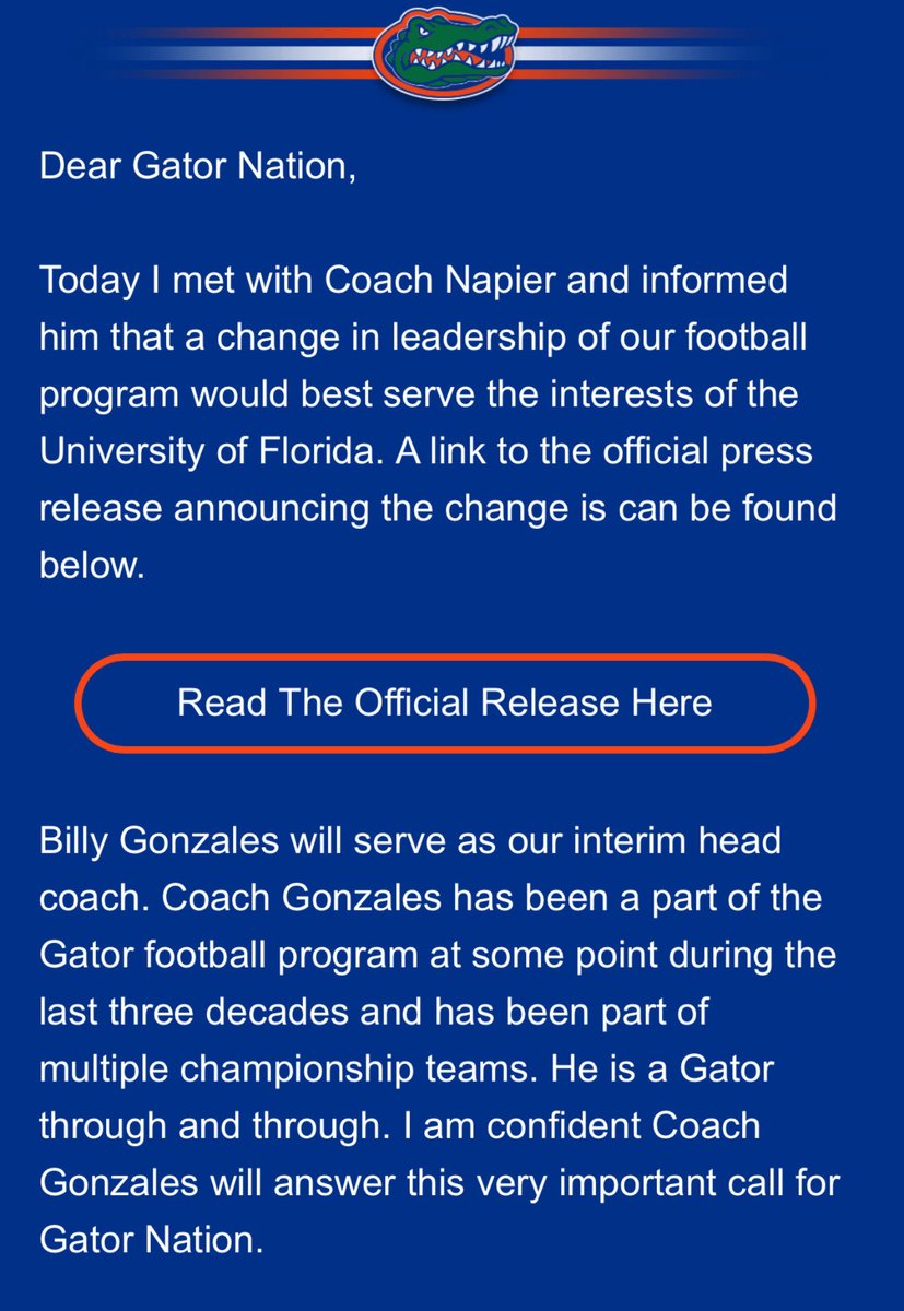 Billy Napier What have you done for me lately? Question asked, Question Answered this morning. How do you feel about this Gator 🐊 Nation?

Read more here…

floridagators.com/news/2025/10/1…