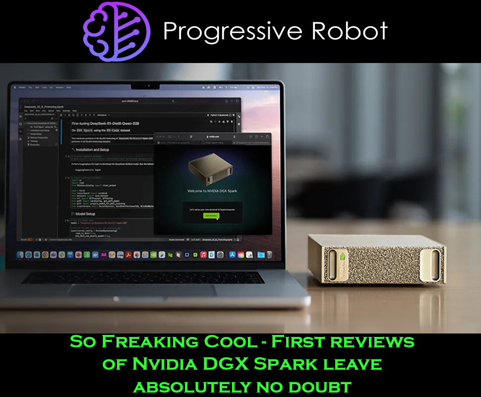 ProgresiveRobot's tweet image. Early reviews of NVIDIA DGX Spark call it NVIDIA’s Apple Mac moment.
Compact, powerful, and powered by the GB10 Grace Blackwell Superchip, this tiny AI system runs massive models locally — no cloud required.
#NVIDIA #DGXSpark #AI #EdgeAI #GraceBlackwell #AITools #LocalAI