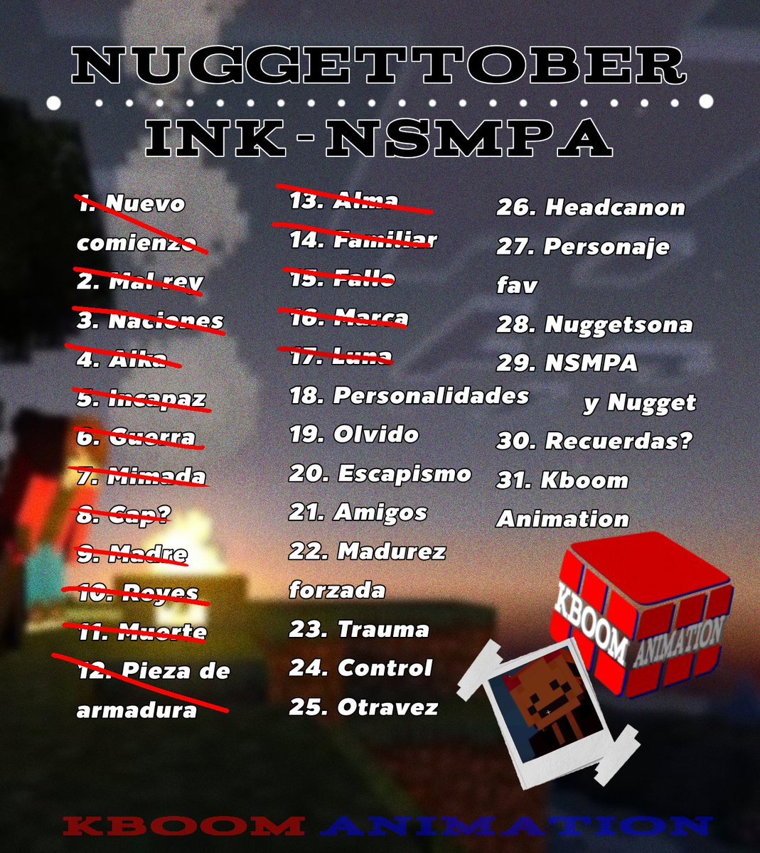 Michi_C_S's tweet photo. Día 15-16-17, y lo subo en 19, seré imbecil-
#inknsmpa #AnimandoElNuggetsmp #Falloart #KBoomAnimation #nuggetsmp #SilencioShhFanArt #nuggettober https://t.co/MBMpxul2Rk