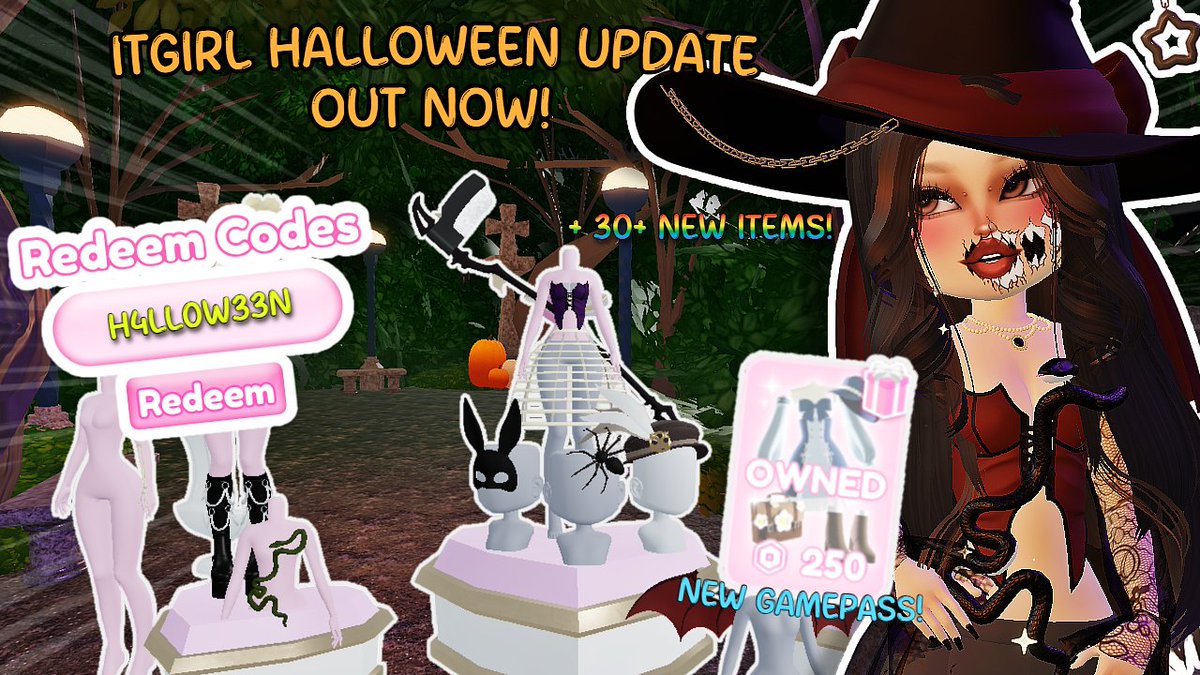 NabiiePlays's tweet image. 🚨 ITGIRL HALLOWEEN UPDATE OUT NOW! 30+ NEW ITEMS, NEW GAMEPASS + MORE! Go watch my new video and short! Make sure to like, comment, and subscribe! @ITGIRLRoblox 
🎃youtu.be/DKSuC0AhPZs
🎃youtube.com/shorts/59lSLfy…
#ITGIRL #roblox #viral #fyp