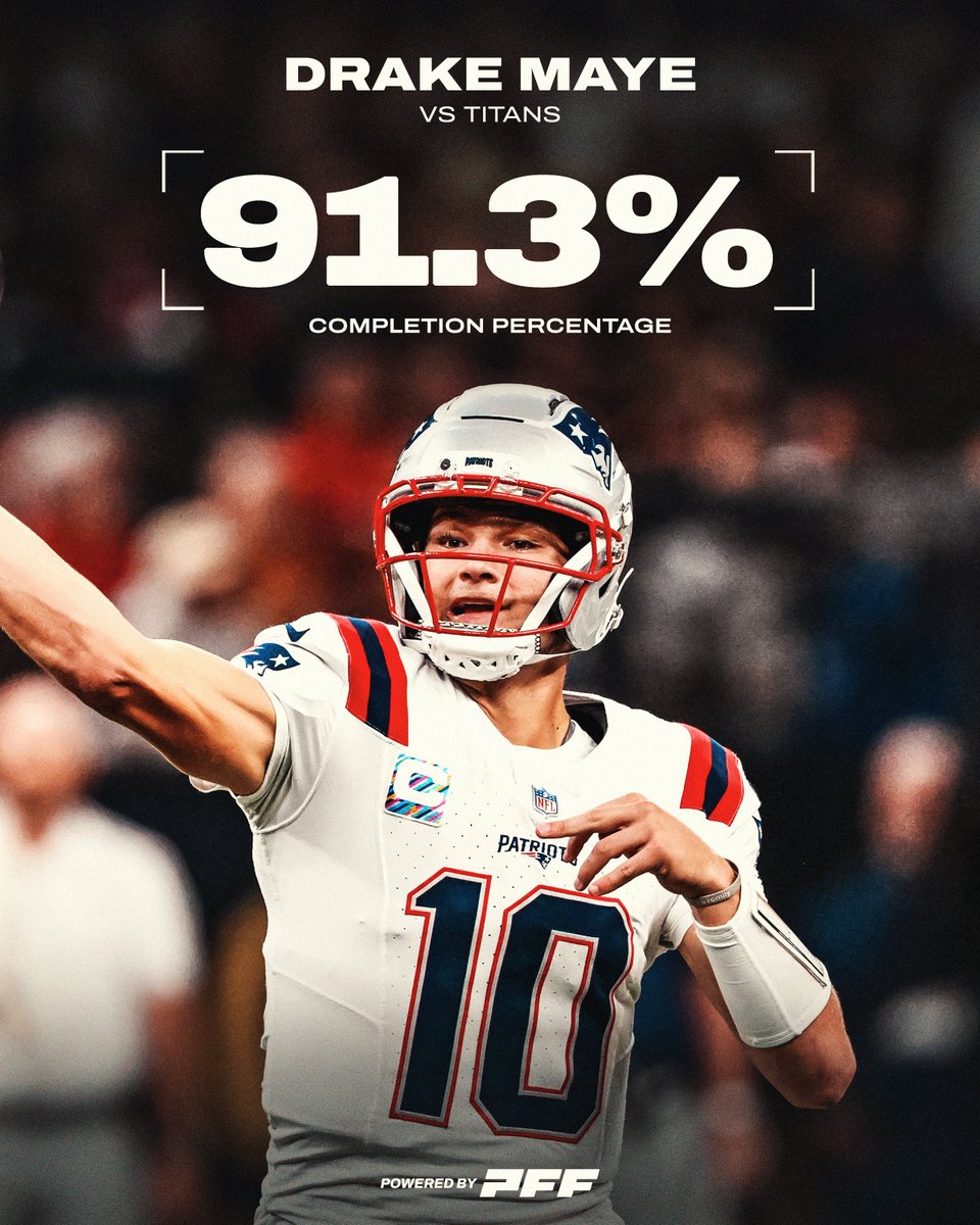 Drake Maye set the franchise record for highest completion percentage in a game 👀 