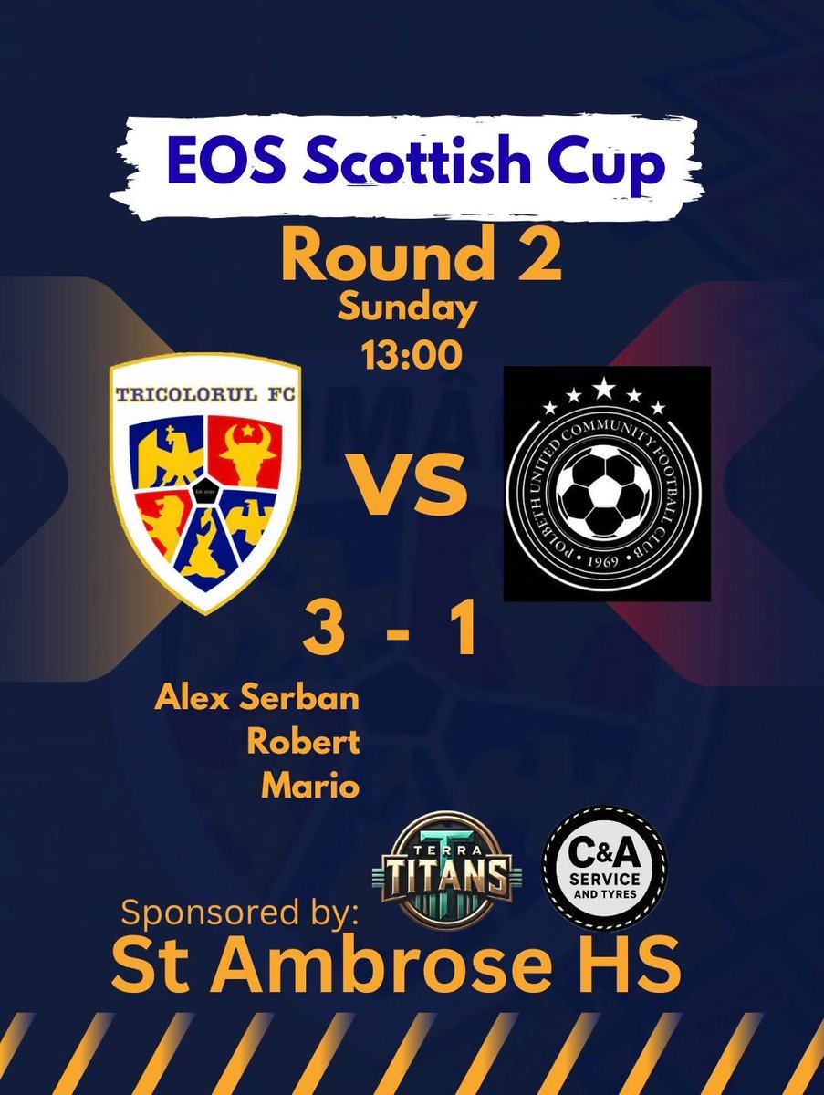 🔵🟡🔴
Great result and we are in the hat for the 3rd Round of EOS.
All the best for rest of the season to Polbeth.
C’mon Tricolorul 🇷🇴🇷🇴🇷🇴!!!
🔵🟡🔴