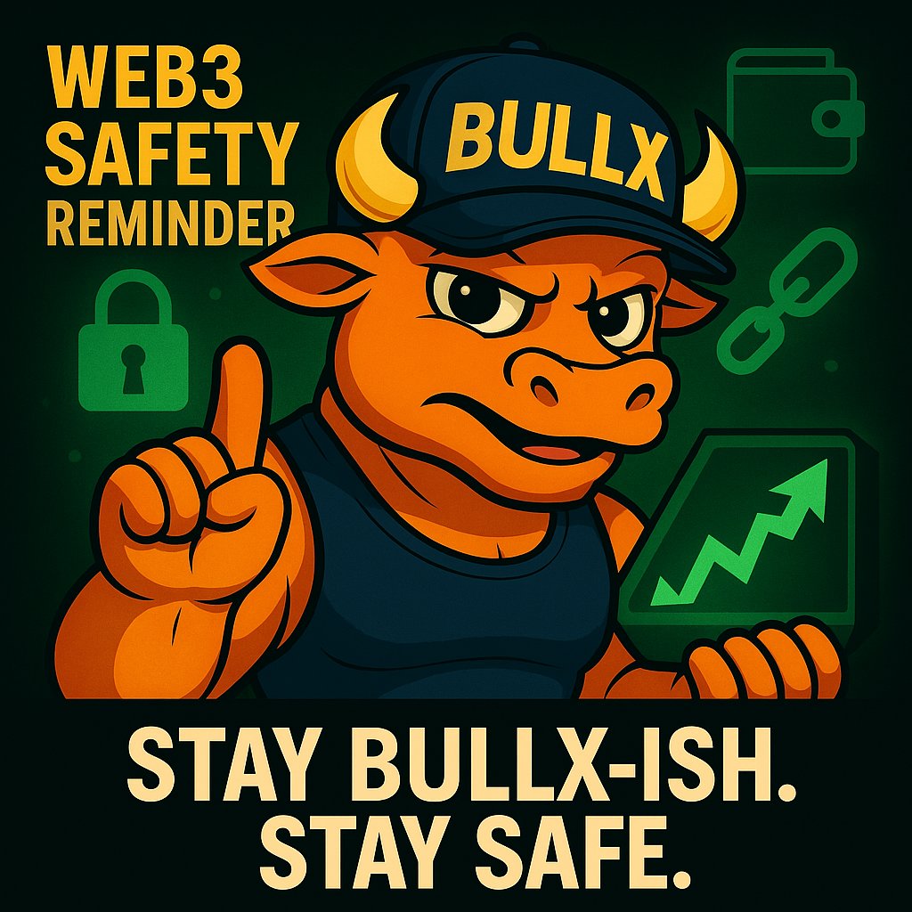 BullxOnSei's tweet photo. ⚠️ Web3 Safety Reminder 🛡️
Your wallet = your responsibility.

Before the next bull run starts, take 2 minutes to protect your funds:

🔹 Go to https://t.co/vZNeEsLzud
🔹 Revoke all approvals
🔹 Never share your seed phrase or private keys
🔹 Double-check URLs — fake sites are everywhere

We’ve seen what happened with the @kame_agg  exploit. Don’t let history repeat itself, secure your bags, Herd. 🐂💎

#SeiNetwork #Bullxish #Web3Security #CryptoSafety #DeFi #CryptoTips #StaySafe $BullX