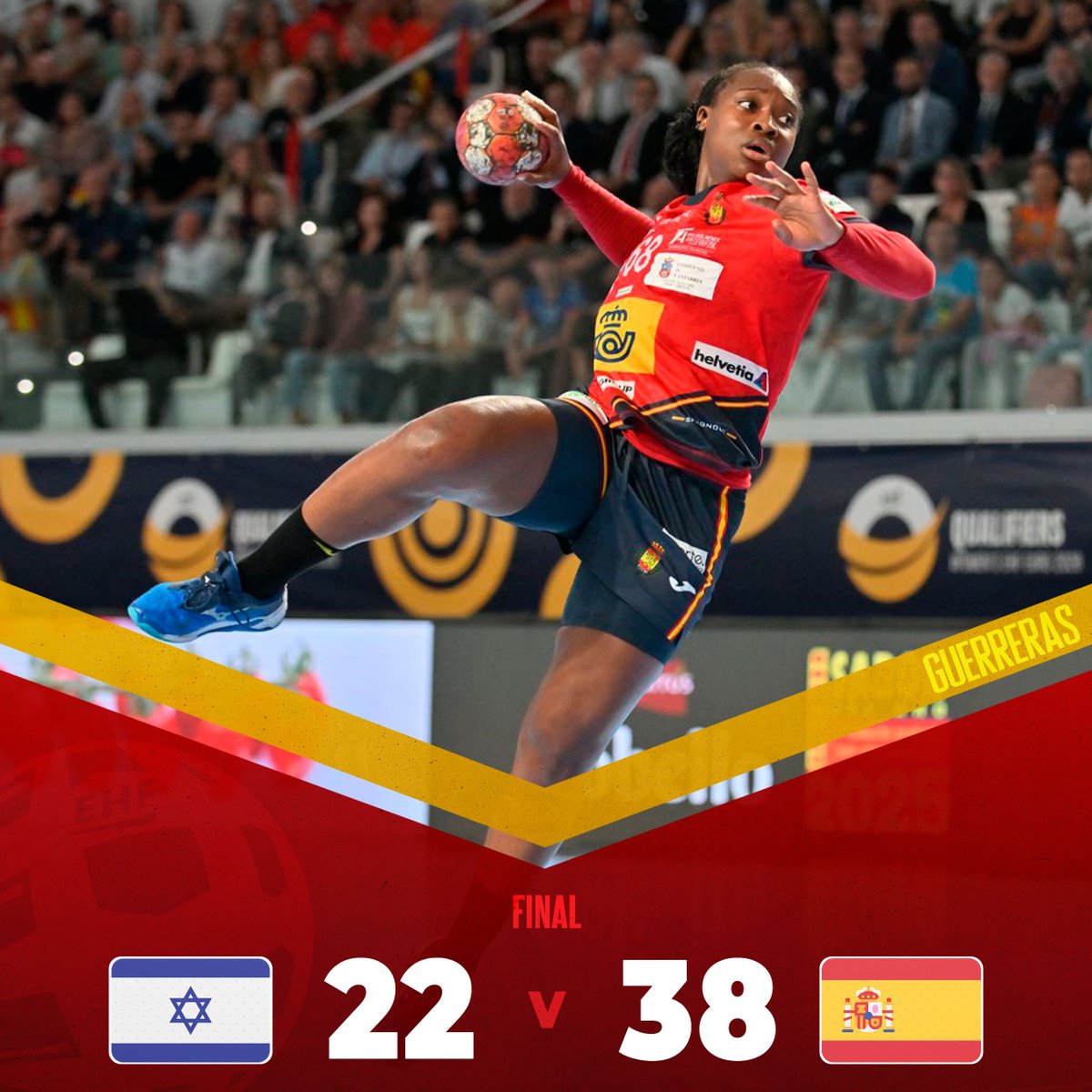 🇪🇸 La selección española femenina ha jugado contra Israel en la clasificación para el Europeo femenino de balonmano. Ha ganado 22-38.
Todas las jugadoras han puesto pegatinas de sandías en sus zapatillas en apoyo de Palestina. También han hecho publicaciones en sus redes.