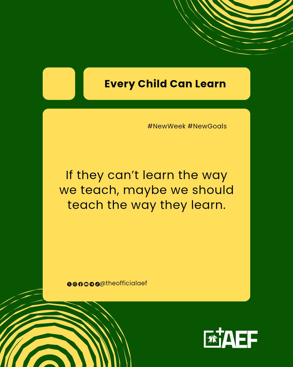 True teaching begins when we choose to see every learner differently.

Teach the way they learn. 

 #EveryChildCanLearn #newweek #newgoal #aef #teaching