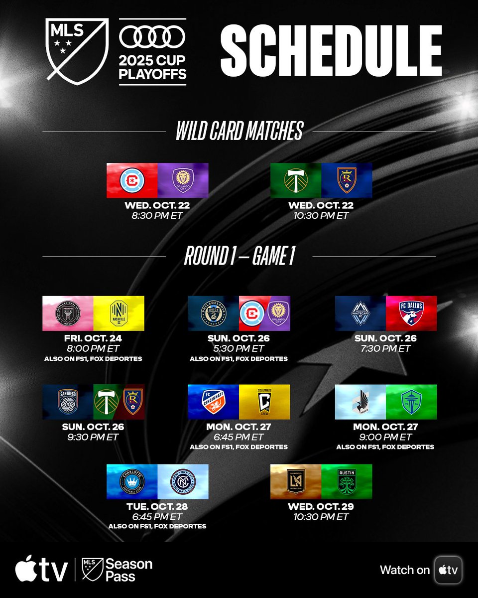 MLS's tweet photo. All that's left to do is play. 👊

Audi #MLSCupPlayoffs schedule is set: https://t.co/nTS7XiKr5A https://t.co/w2c3WdGD4b