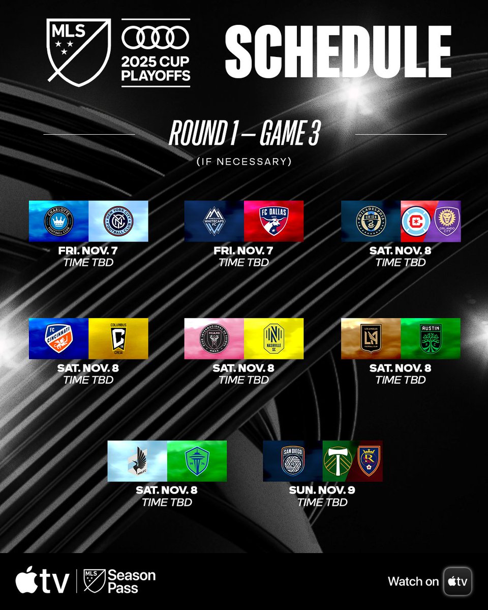 MLS's tweet photo. All that's left to do is play. 👊

Audi #MLSCupPlayoffs schedule is set: https://t.co/nTS7XiKr5A https://t.co/w2c3WdGD4b