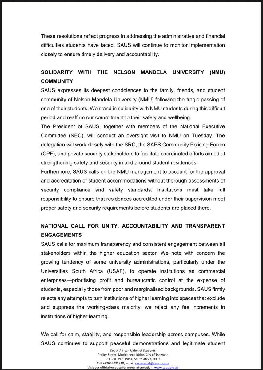 South African Union of Students tweet media