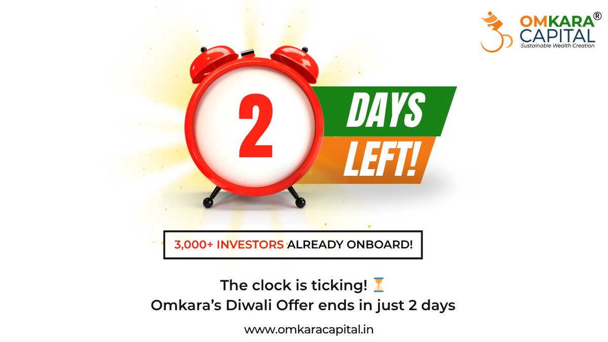 omkaracap's tweet image. ⏳ 2 days left!

3,000+ investors have already joined Omkara Capital’s ₹99 Diwali Offer.

🎯 One-time, one-month trial with research, webinars &amp;amp; insights. Offer ends soon!

👉 omkaracapital.in/diwali-offer⁣⁣⁣⁣⁣⁣

#OmkaraCapital #DiwaliOffer