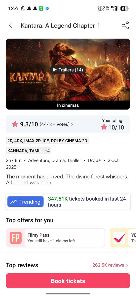 srikarchandu5's tweet image. Very strong hold....❣️#KantaraChapter❣️1