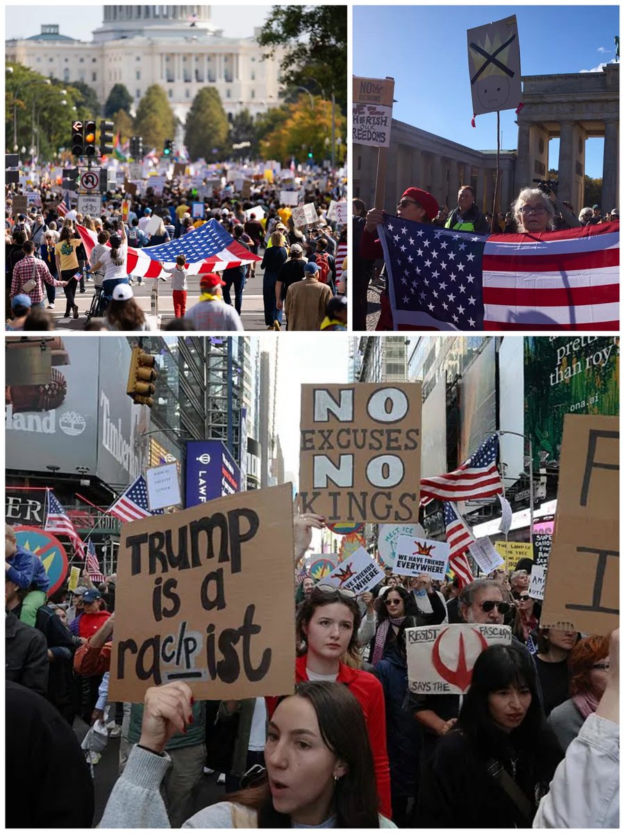 Los estadounidenses de todo el país llenaron las calles el sábado para protestar contra la dirección de su país bajo la presidencia de Donald Trump durante las manifestaciones nacionales 'No Kings'.
 Se organizaron más de 2.600 protestas en todo el país.