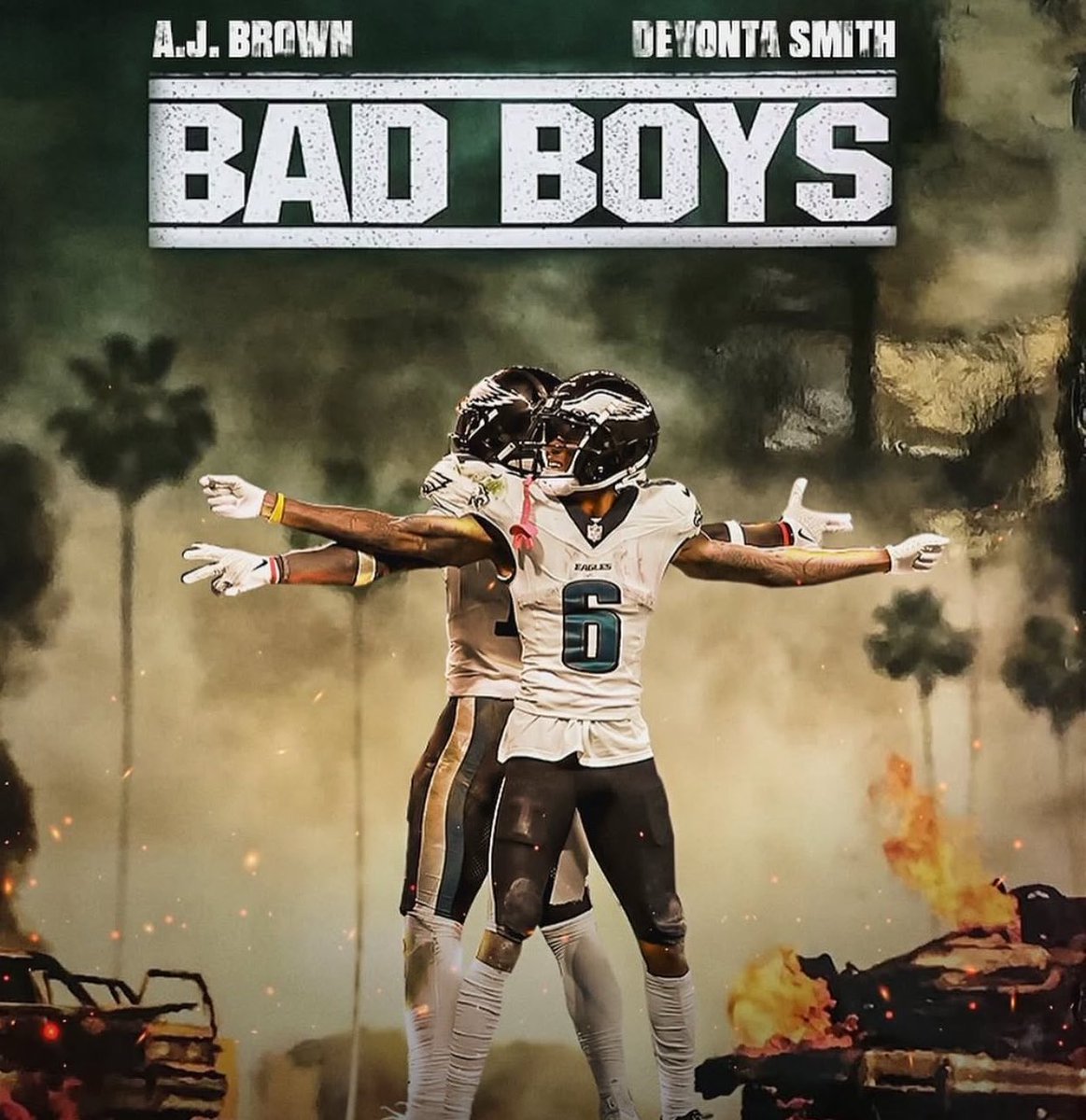 ProjectHurts's tweet image. THE EAGLES WR DUO TODAY:

🦅 DeVonta Smith: 183 yards TD
🦅 AJ Brown: 121 yards 2 TDs

I thought yall said they didn’t have a QB though? 😤

#FlyEaglesFly