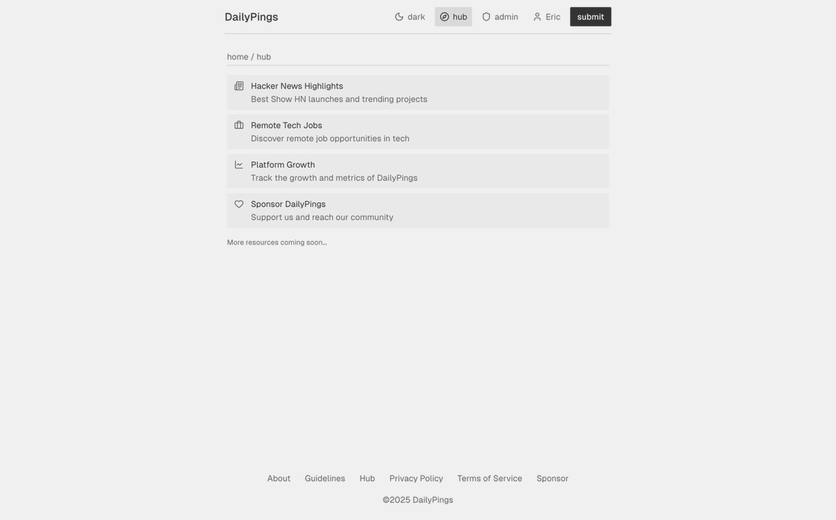 Ericbn09's tweet photo. 2 new categories on @Dailypings_ :
- Top show HN (updated daily)
- Remote job listings https://t.co/a7g2fxKDcA