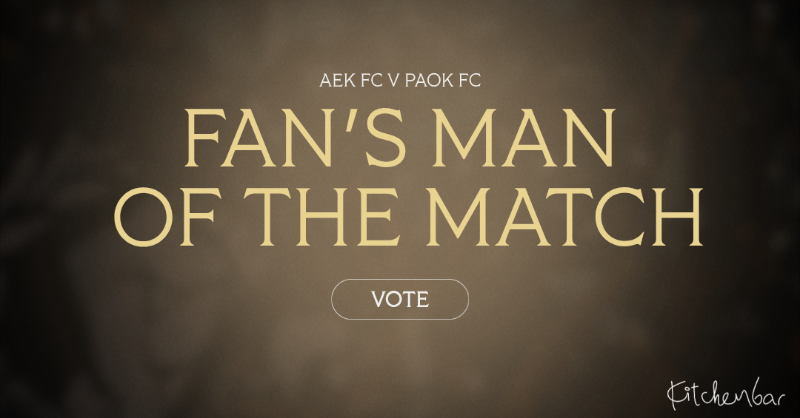 PAOK_FC's tweet photo. #FansMVP Ψηφίστε τον Fans' Man of the Match του ντέρμπι με την ΑΕΚ στην OPAP Arena. #AEKPAOK #StoiximanSuperLeague #slgr #OurWay #Kitchenbar
