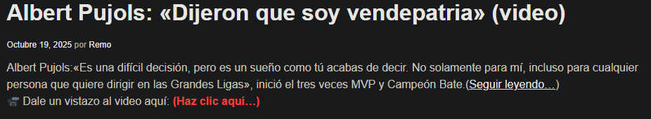 Esto me huele a cuento y mareo. No he visto 1er comentario de este tipo. Pujols lo que tiene que hacer definirse y si se va, pues buena suerte.