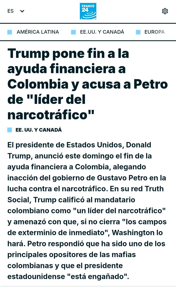 Enviamos toda nuestra solidaridad al hermano presidente <a href="/petrogustavo/">Gustavo Petro</a> ante los ataques y amenazas del presidente de los Estados Unidos, Donald Trump. Gustavo Petro es una de las voces dignas que busca la paz. Las amenazas contra nuestra hermana Colombia son amenazas contra toda