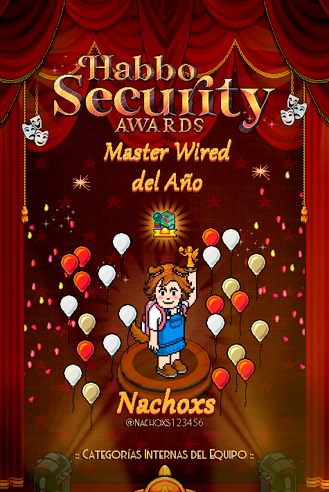 ESHabboSecurity's tweet photo. 🏆8ª CATEGORÍA INTERNA DEL EQUIPO: "MASTER WIRED DEL AÑO"🏆
GANADOR:
Nachoxs (@Nachoxs123456)

El ganador/a recibirá un trofeo conmemorativo ¡Enhorabuena!👏 #HabboSecurityAwards2025