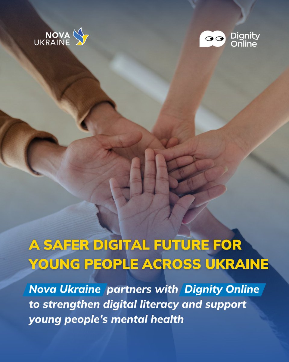95% of kids in Ukraine are digitally aware, but 45% face cyberbullying. Nova Ukraine &amp; Dignity Online are launching digital safety tools. Stay tuned for our national campaign on TikTok, IG, and FB!