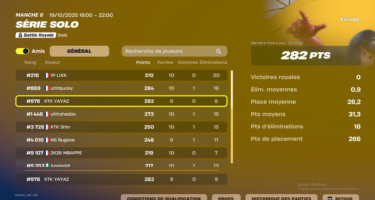 #978  Série solo (dommage la last retour au lobby)