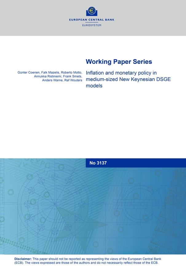 int_mon_econ's tweet photo. This looks like a must-read!

"Inflation and monetary policy in medium-sized New Keynesian DSGE models" by Günter Coenen, Falk Mazelis, Roberto Motto, Annukka Ristiniemi, Frank Smets, Anders Warne, and Raf Wouters.

"The paper takes stock of the evolution of medium-sized New Keynesian Dynamic Stochastic General Equilibrium (DSGE) models, which currently constitute the workhorse macroeconomic models used in central banks and academia. It focuses on how they can help analyse inflation dynamics, monetary transmission, and policy actions."

https://t.co/cIiiookmzT