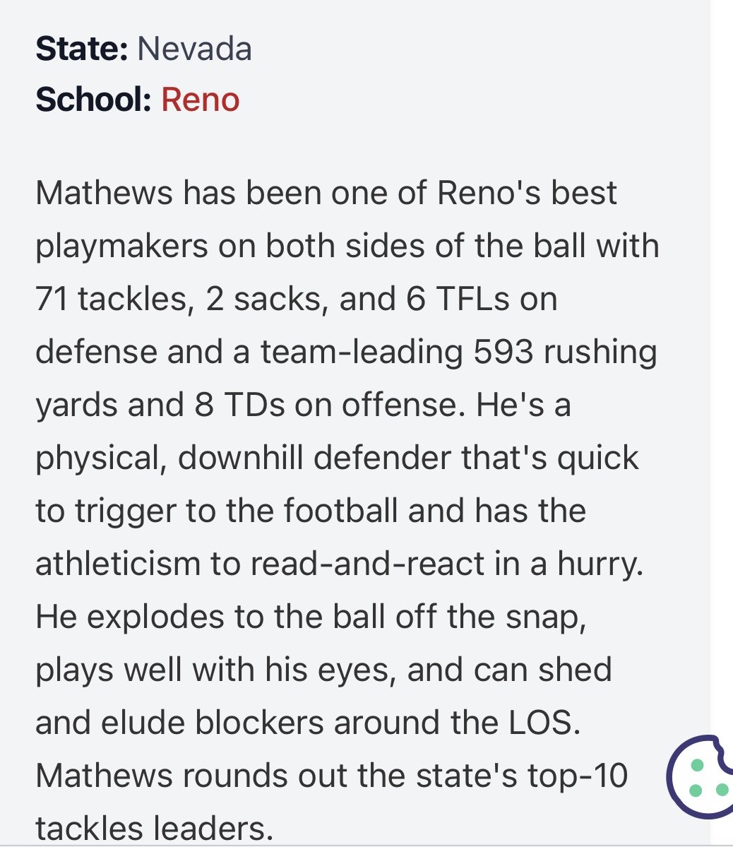 Thanks <a href="/ZReyes_PRZ/">Zack Reyes</a> and <a href="/PrepRedzoneNV/">Prep Redzone Nevada</a> for the write up on top tacklers in the state of Nevada. Congrats to my teammate <a href="/sgollmer21/">Simon Gollmer</a> for making the list too. 
<a href="/RenoHuskieFB/">Reno Huskie Football</a>