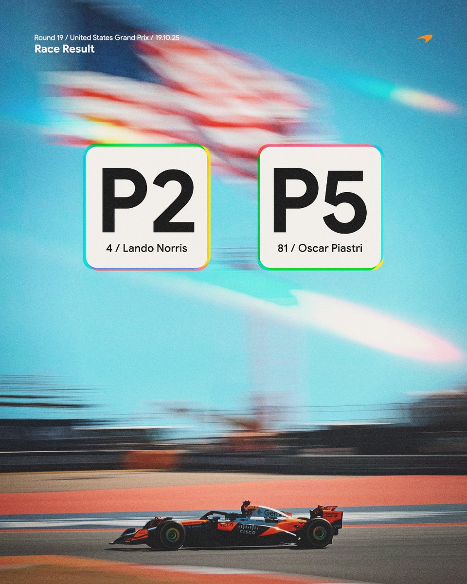 A solid haul of points for our duo 👊

#McLaren | #USGP 🇺🇸