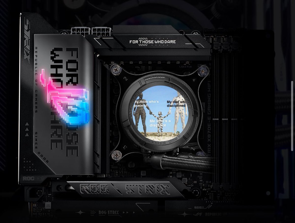 cummachine15's tweet photo. #TrickOutYourBuild #ASUS #X870 #Z890 #B860 #B850 @ASUS_ROG https://t.co/Mgdfg8kYQg