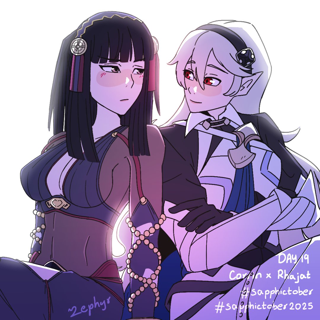 ZephyrCorner's tweet image. Day 19 - Corrin x Rhajat (Fire Emblem Fates)
~Zephyr
#sapphictober #fireemblemfates 
#sapphictober2025 #fireemblem