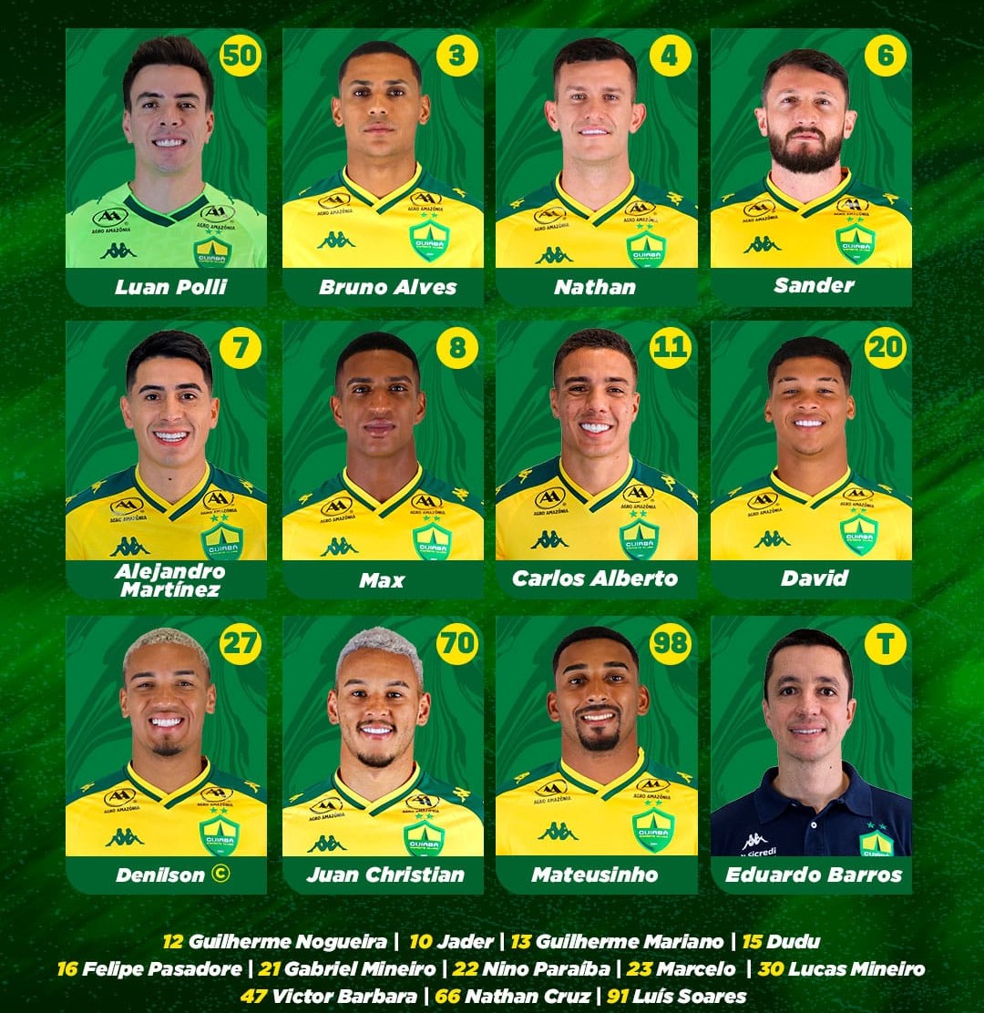 Cuiabá escalado: 3-4-3 / 5-4-1 

Sander retorna ao time titular na zaga;
Carlos Alberto assume vaga de Alisson Safira;

Luan Polli; Nathan, Bruno Alves e Sander; Mateusinho, David Miguel, Denilson e Max; Alejandro Martínez, Juan Christian e Carlos Alberto. <a href="/geglobo/">ge</a>