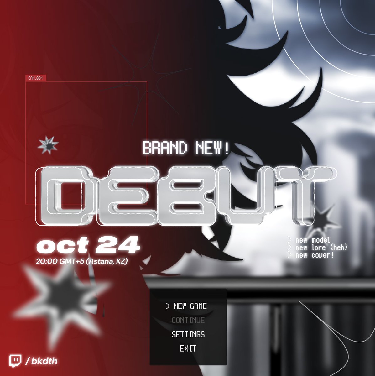 BRAND NEW 💀 MODEL DEBUT! #Vtuber 
📅 OCTOBER 24, Friday! RTs welcome! 

✶ 8 PM GMT+5
✶ 11 AM EST 
🔴 twitch.tv/bkdth bring your souls (to me)!