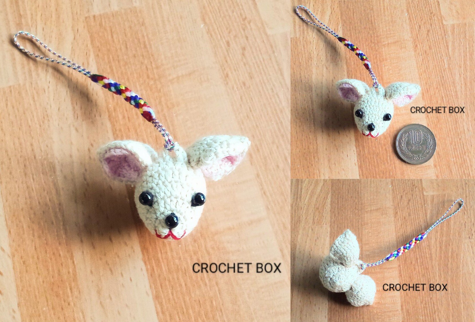 ハート　ネズミさんストラップ ハート ネズミさんストラップ