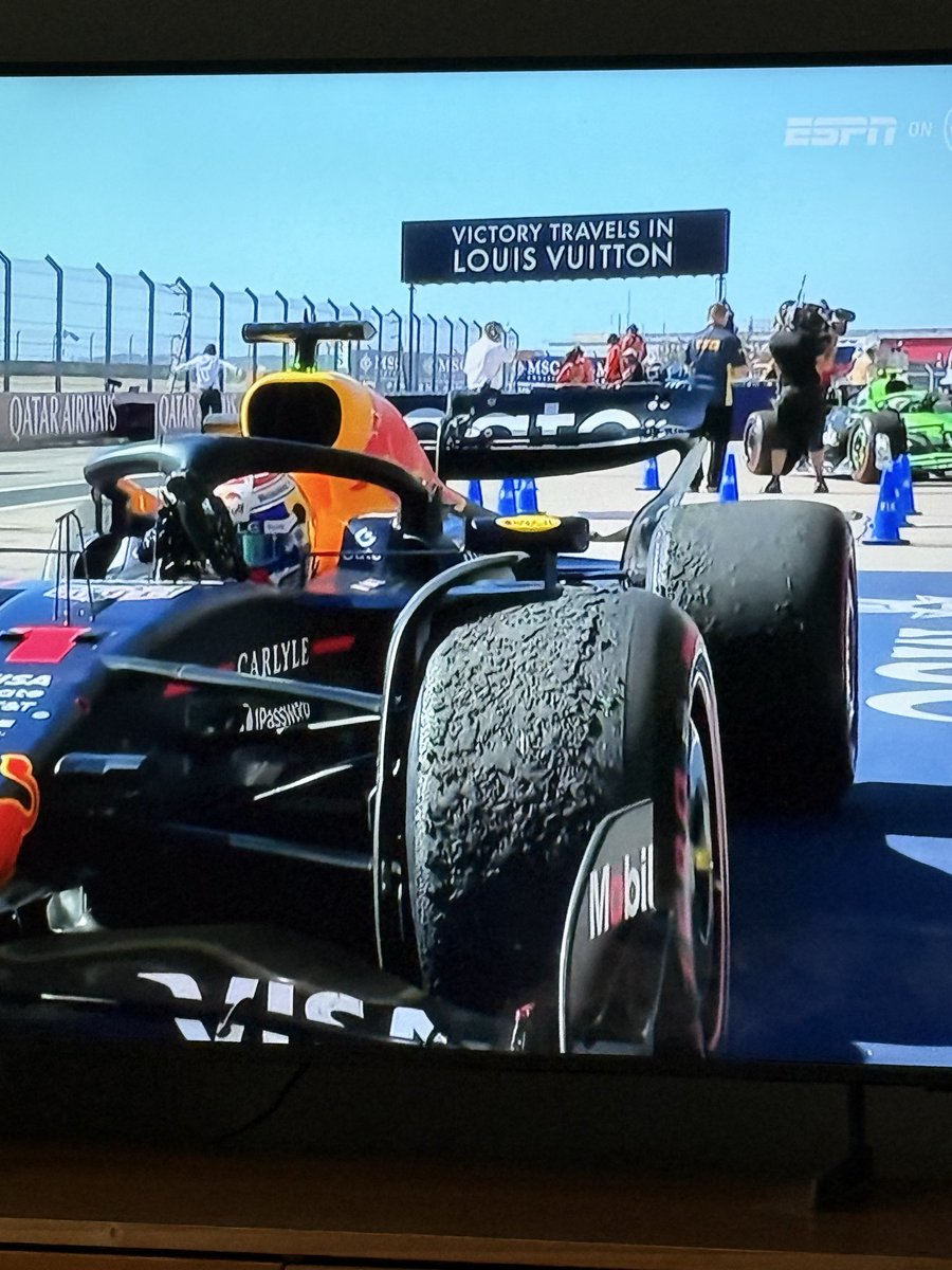 Well done 🏆 <a href="/Max33Verstappen/">Max Verstappen</a> <a href="/redbullracing/">Oracle Red Bull Racing</a> look at that tire wear finishing on the softs. #F1 #redbullracing #austintexas #unitedstatesgrandprix <a href="/F1/">Formula 1</a>