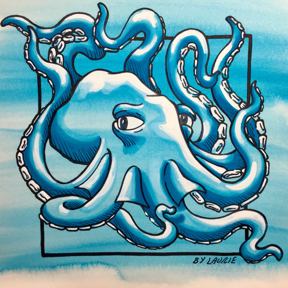 ByLaurieDesigns's tweet image. Started sketching this guy for #worldoctopusday (October 8), but then I got man-flu and didn’t finish it in time. Finished it now.
#octopus #gouache #bylauriedesigns