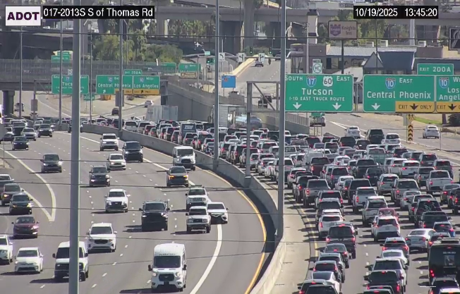 I-17 southbound at McDowell Rd: A crash is blocking multiple lanes