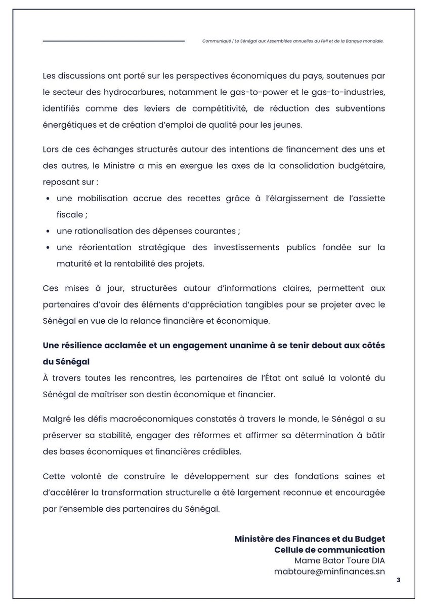 Le Sénégal est prêt - sur tous les plans! 

#PRES #FMI