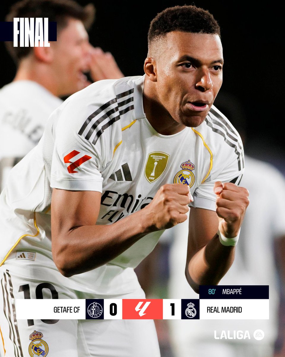 FINAL #GetafeRealMadrid 0-1

🤍 ¡El <a href="/realmadrid/">Real Madrid C.F.</a> se lleva el derbi con un tanto de <a href="/KMbappe/">Kylian Mbappé</a>!