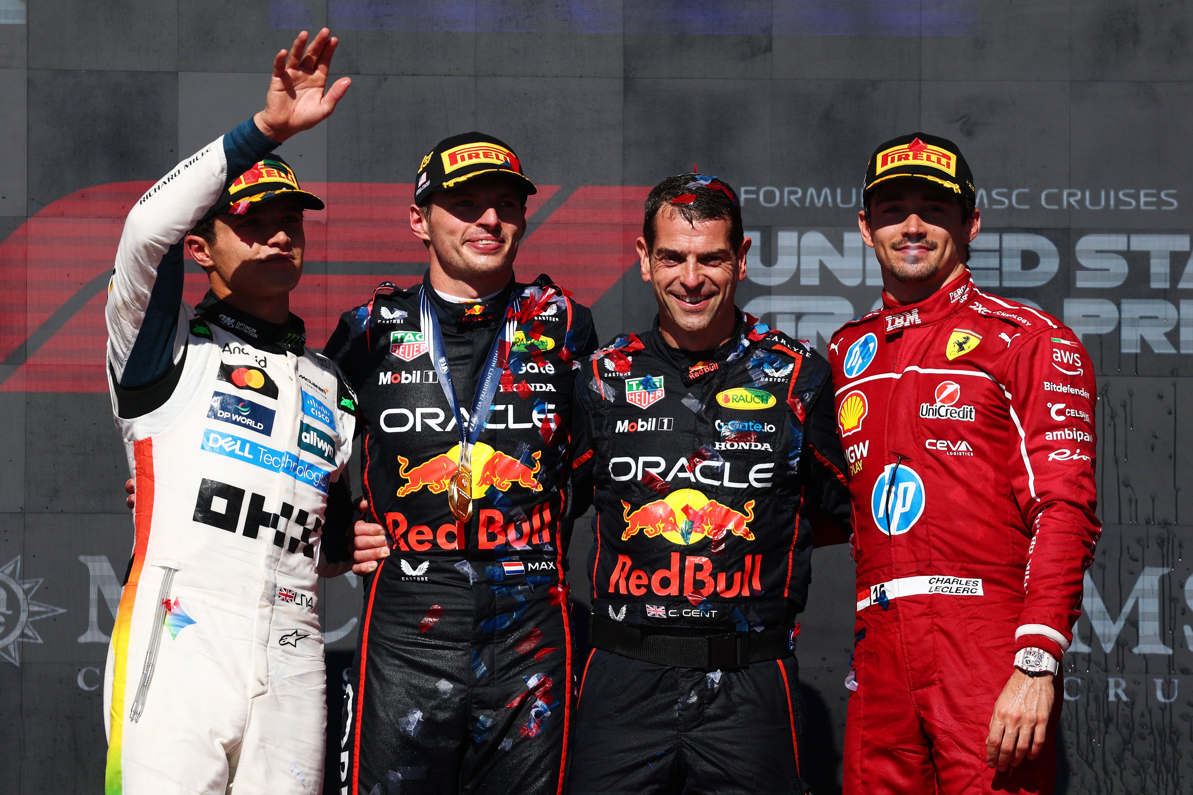 Max Verstappen took another step towards spoiling McLaren's 2025 Formula 1 Drivers' World Championship ambitions by dominating the United States Grand Prix from start to finish, defeating Lando Norris and Oscar Piastri, who finished P2 and P5, respectively. Ferrari's Charles Leclerc was P3.