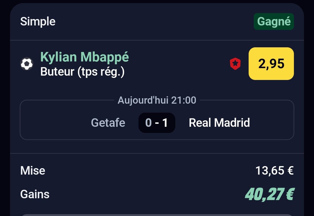 BetClem_'s tweet image. ON ENCAISSE EN BETS FOOTBALL ⚽✅✅🤑

COMBINÉ DU JOUR ☘️✅ 
@1.76✅
50€ ➡️ 88.45€✅

COMBINÉ BUTEUR DC 🎯 ✅
@2.39✅
35€ ➡️ 83.65€✅

🇫🇷 K. Mbappé @2.95✅
13.65€ ➡️ 40.27€✅

💚 Si tu soutiens 
#TeamParieur