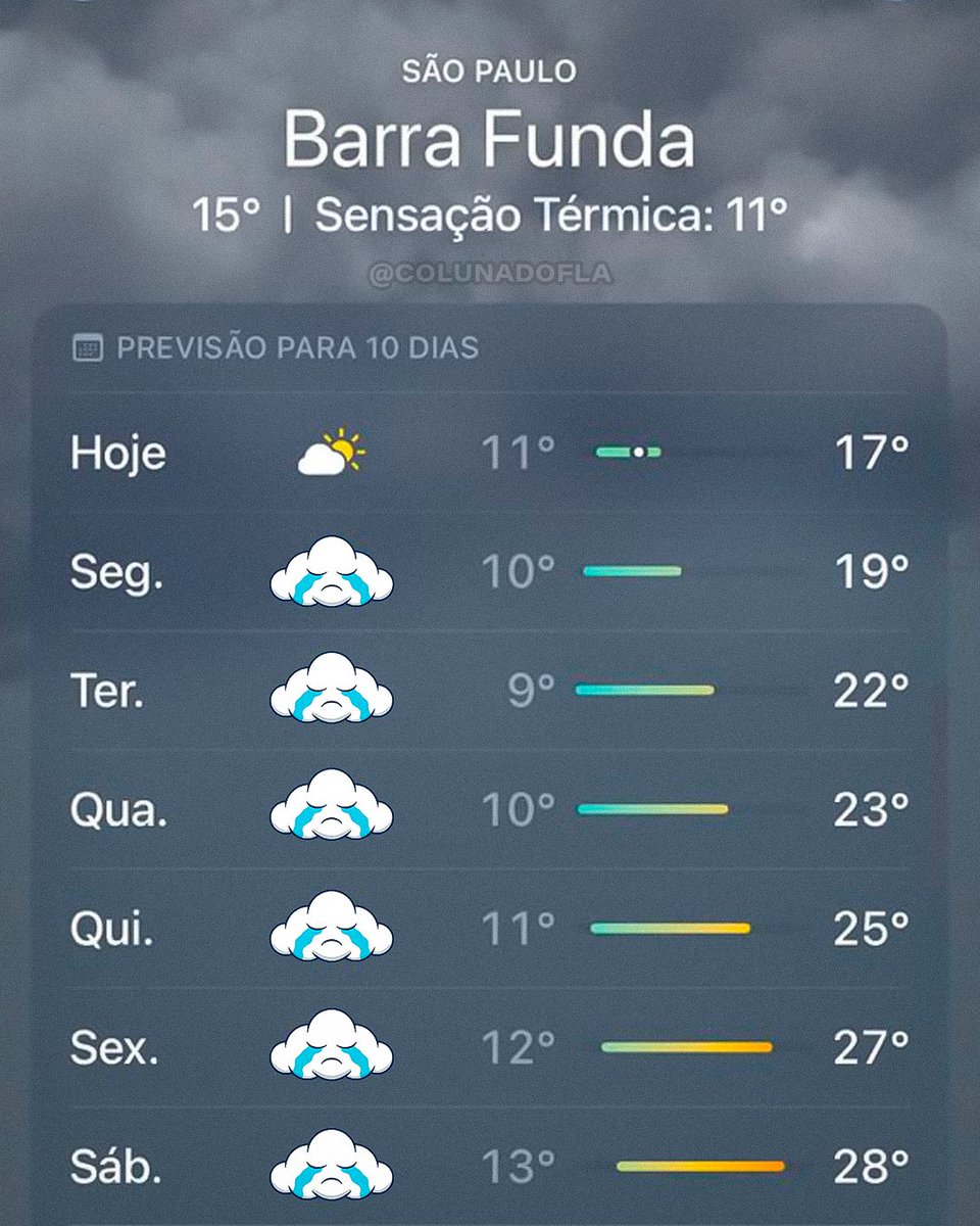 ColunadoFla's tweet photo. ⚠️ Climatempo informa: previsão de muito CHORO na Barra Funda! ⛈️ https://t.co/4M6FG7PdGp