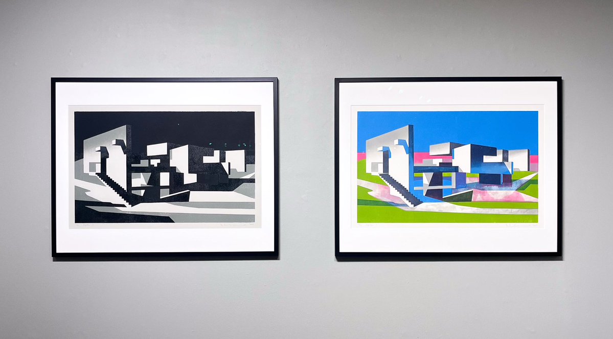 Paul Catherall (@paul_catherall) on Twitter photo Two new linocuts of a brutalist landmark I was glad to finally visit earlier this year - Victor Pasmore’s wonderful 1969 Apollo Pavilion at Peterlee.
‘Apollo I’ (paulcatherall.com/item/apollo-i/) and ‘Apollo II’ (paulcatherall.com/item/apollo-ii/) are on show at <a href="/EamesFineArt/">Eames Fine Art</a> until November 9. Two new linocuts of a brutalist landmark I was glad to finally visit earlier this year - Victor Pasmore’s wonderful 1969 Apollo Pavilion at Peterlee.
‘Apollo I’ (paulcatherall.com/item/apollo-i/) and ‘Apollo II’ (paulcatherall.com/item/apollo-ii/) are on show at <a href="/EamesFineArt/">Eames Fine Art</a> until November 9.