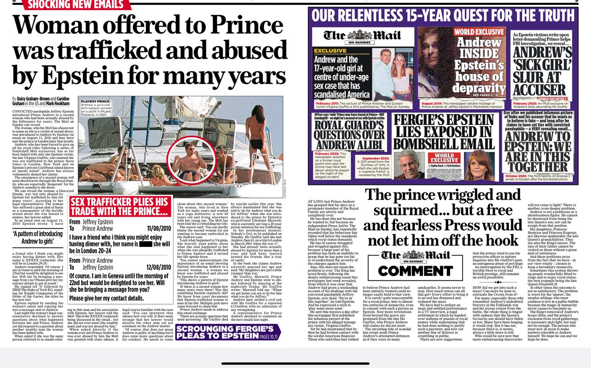 The Mail on Sunday has many faults, I have pointed many out, I hold no brief for it, but the Editor is quite right to point out that his team relentlessly pursued Andrew and won. The team was on the side of the angels, in the great Fleet Street tradition. 👏