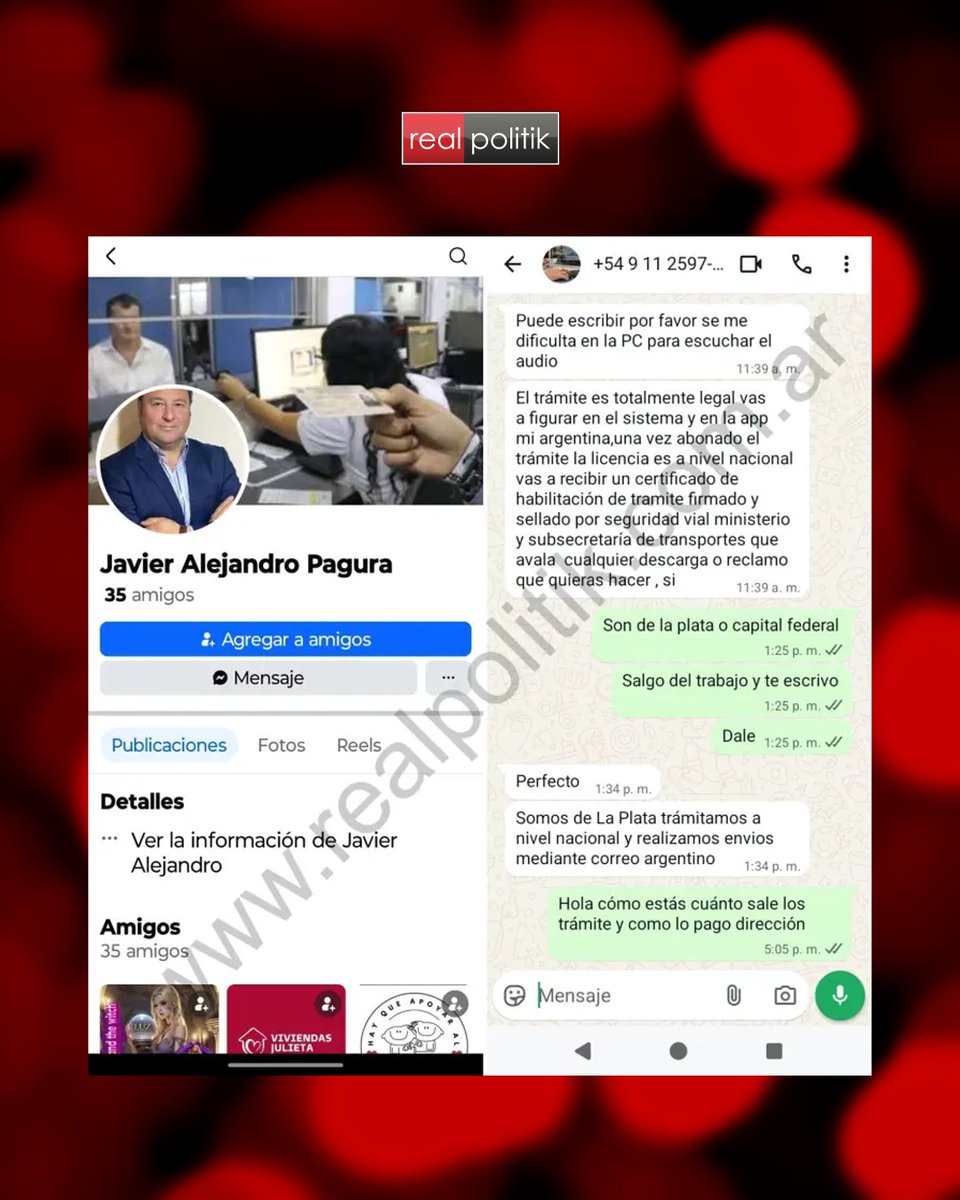 RealpolitikOK's tweet photo. 🔴A través de redes sociales y WhatsApp, una red de presuntos agentes ofrece registros “nacionales” sin examen ni control médico. Prometen que figurarán en la app Mi Argentina y que llegan por Correo Argentino.
¡Mirá la nota completa acá!👇
https://t.co/kqOoI7FpB2 https://t.co/omYXVzcBE4