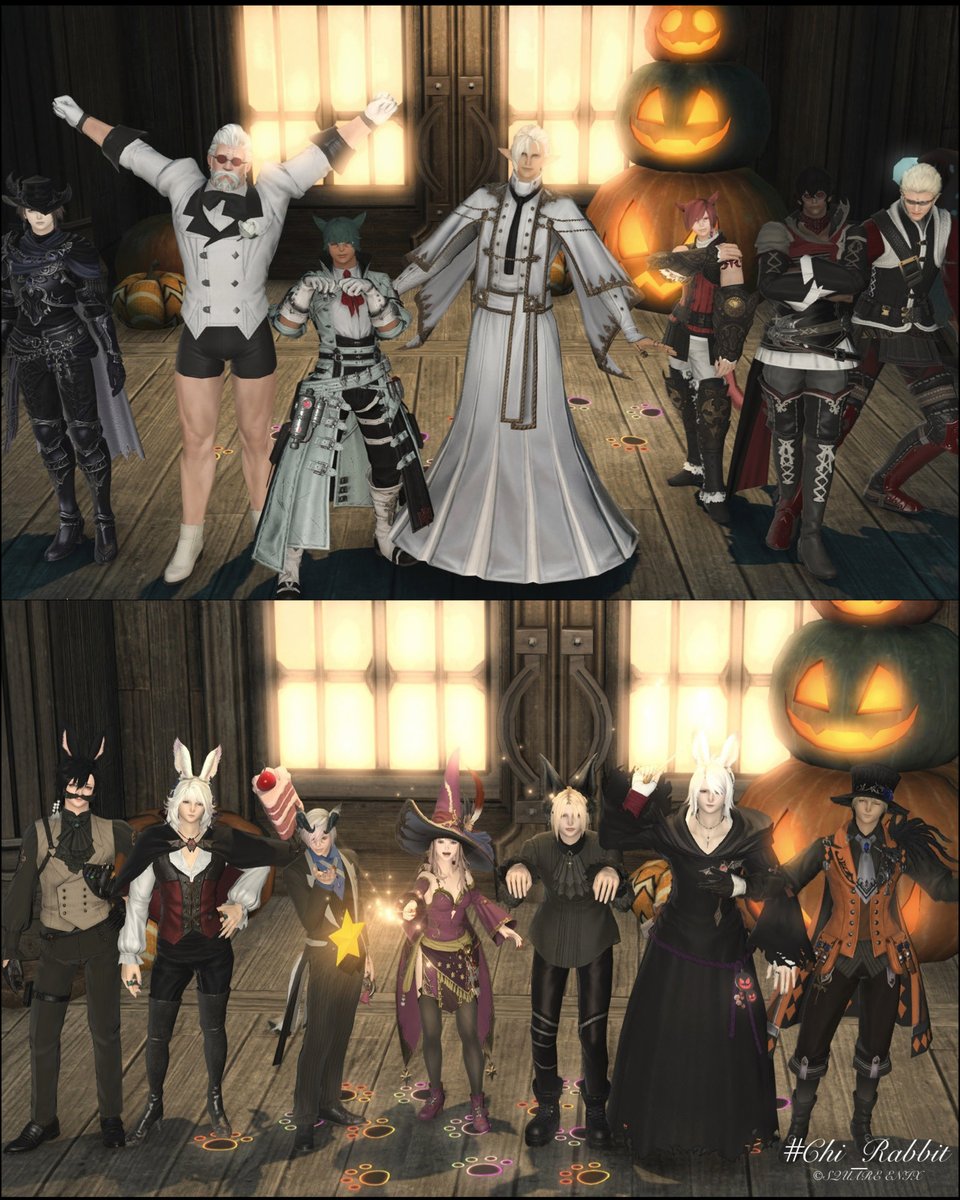 おはようございます✨
先日 #Chi_Rabbit の皆で行ってきた🎃

入った瞬間入口からアサヒの長蛇の列
ネロも増えてガーロンド求婚され…🤣ｗ
変身でも色々遊んでワイワイ楽しかった🥳

ちょっと気温下がるらしいんで
厚着したりで風邪引かんように🙌
今週も安全に良き週を😉

#守護天節 
#FF14 #おはウサ