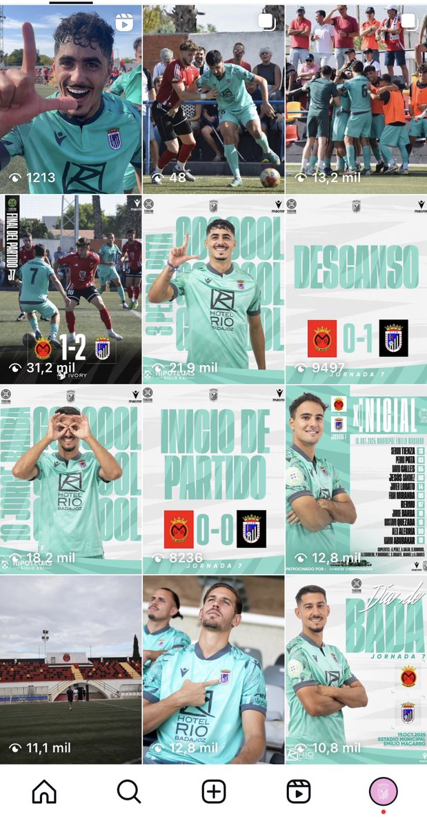 Seguimos trabajando <a href="/CDBadajoz/">CD Badajoz</a> 📲💪🏼
Nuestro feed de Instagram hoy 🩵