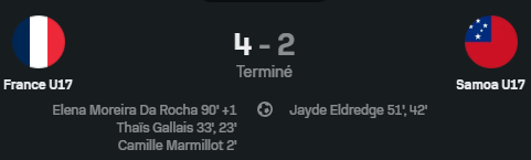 fenottes's tweet photo. [Sélection - Coupe du monde U17]
France 🇫🇷4-2🇼🇸 Samoa
 #Lambert a joué la totalité du match dans les cages.
 #Marmillot a joué la première mi-temps et marqué le premier but français.
 #Fathallah a joué 69 minutes avant de laisser sa place à #Moreau-Tranchant. https://t.co/qotD82tack